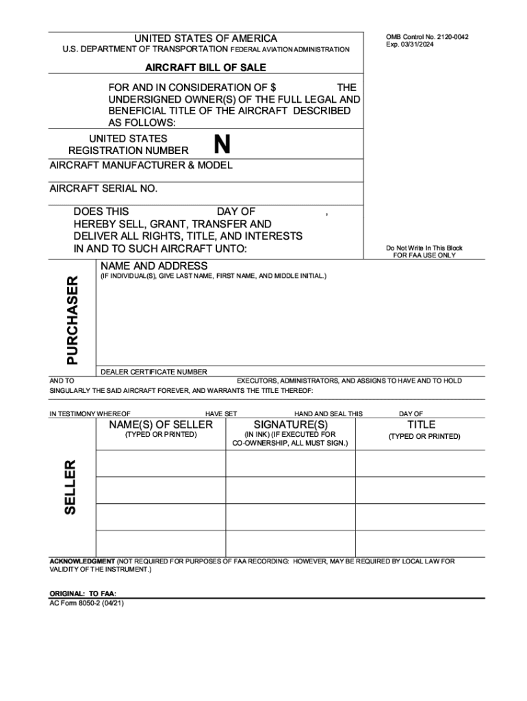 sample Aircraft Bill of Sale Form