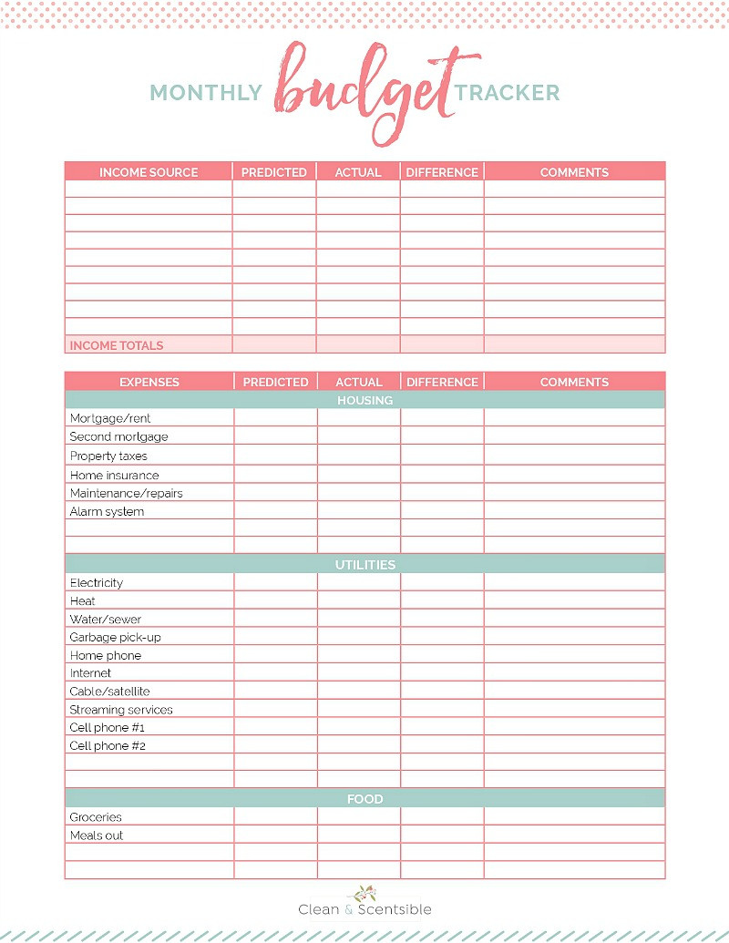 sample 6 month budget template