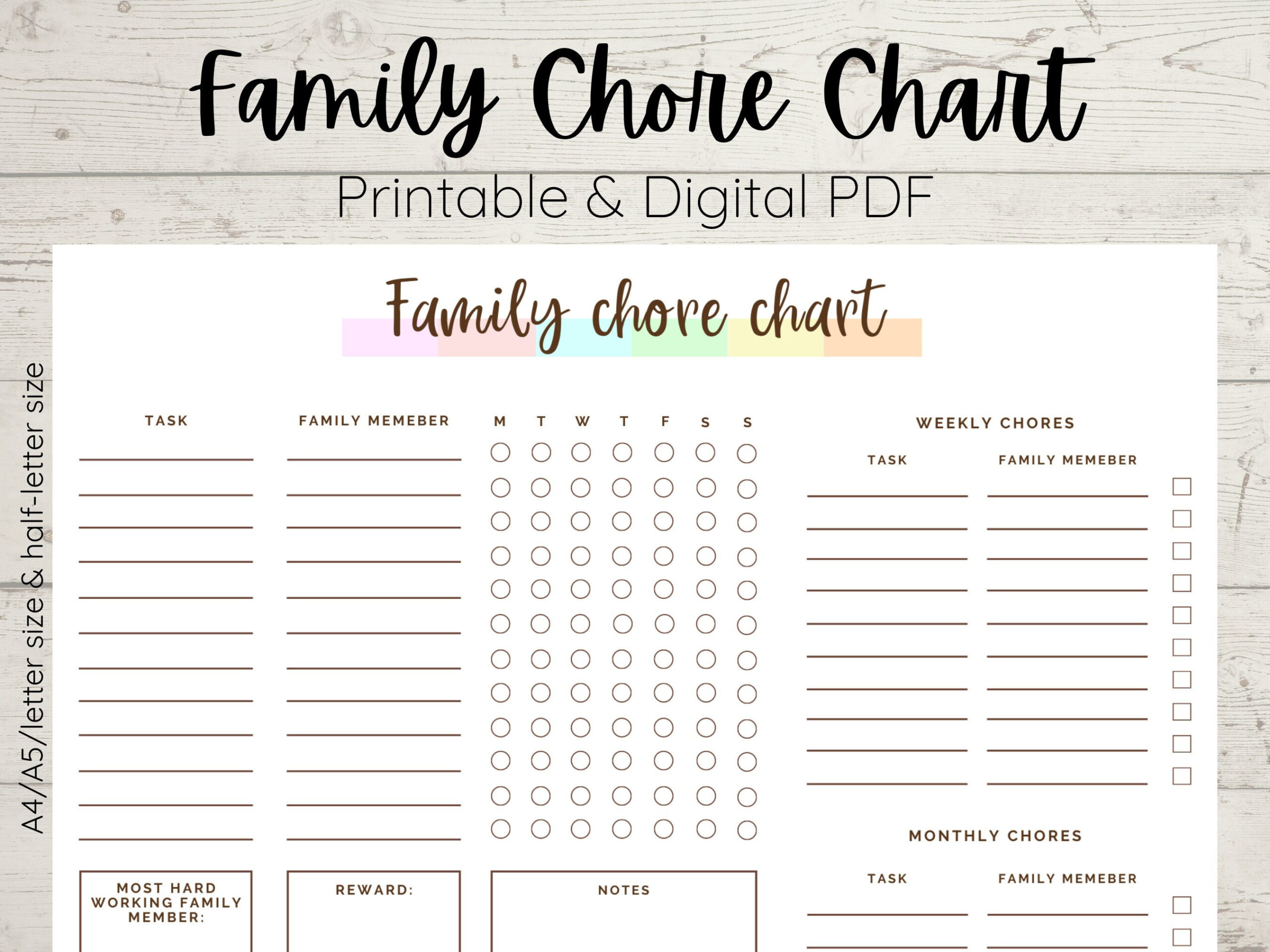 sample family chores chart template