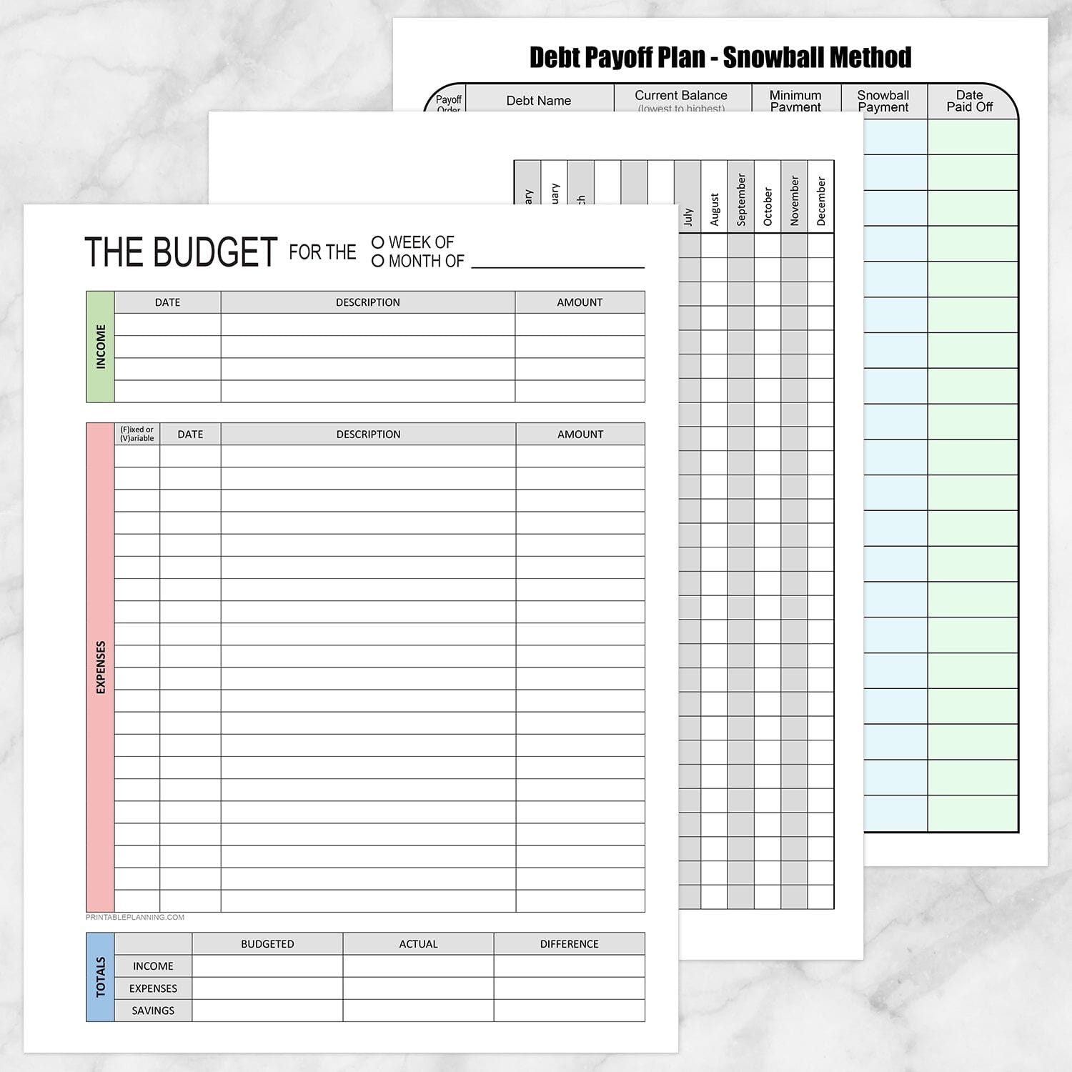 sample budget template to pay off debt