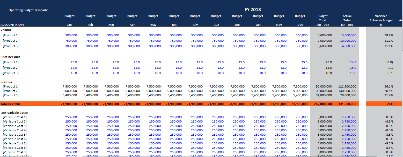 sample operations budget template