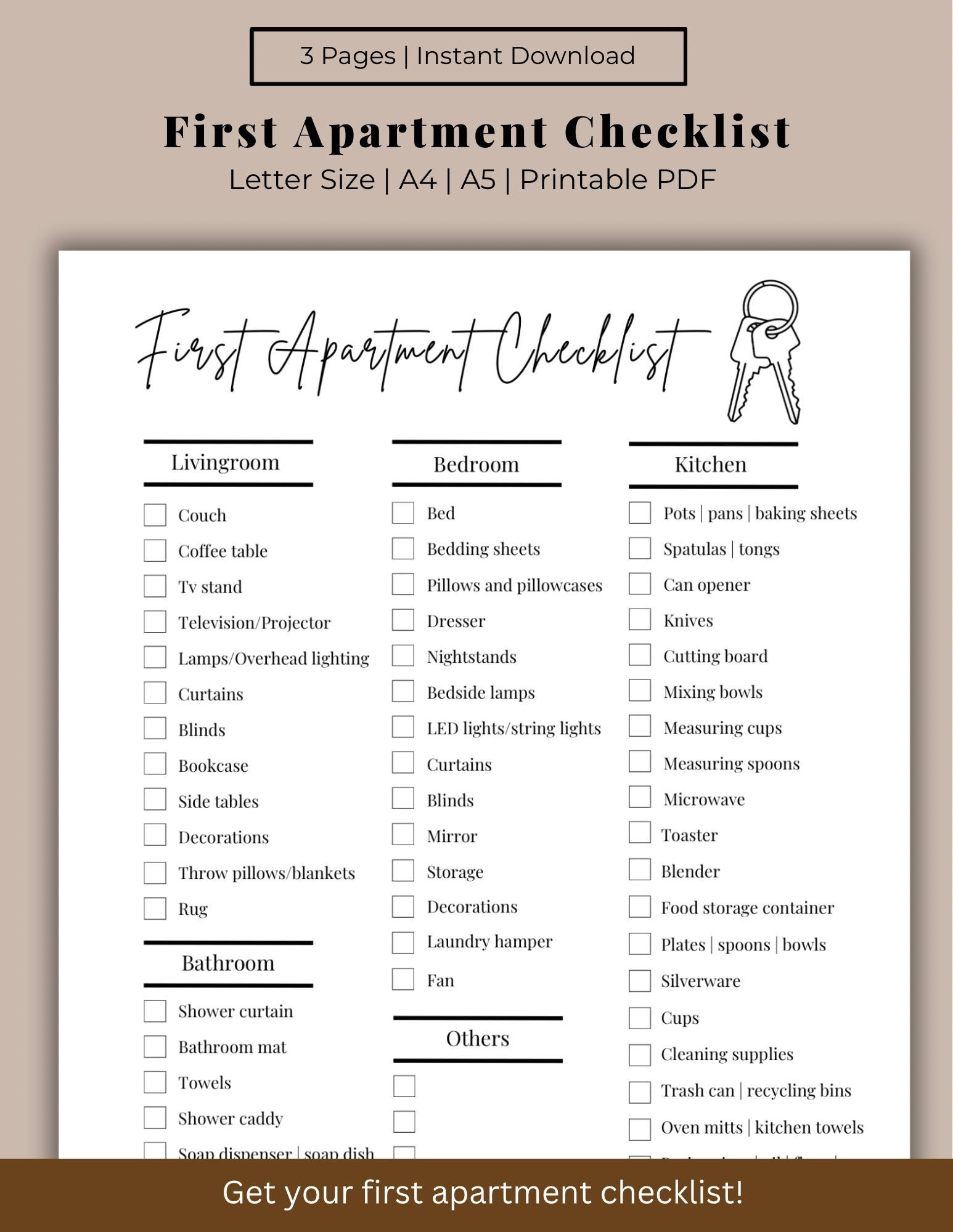 sample First Apartment Checklist Template