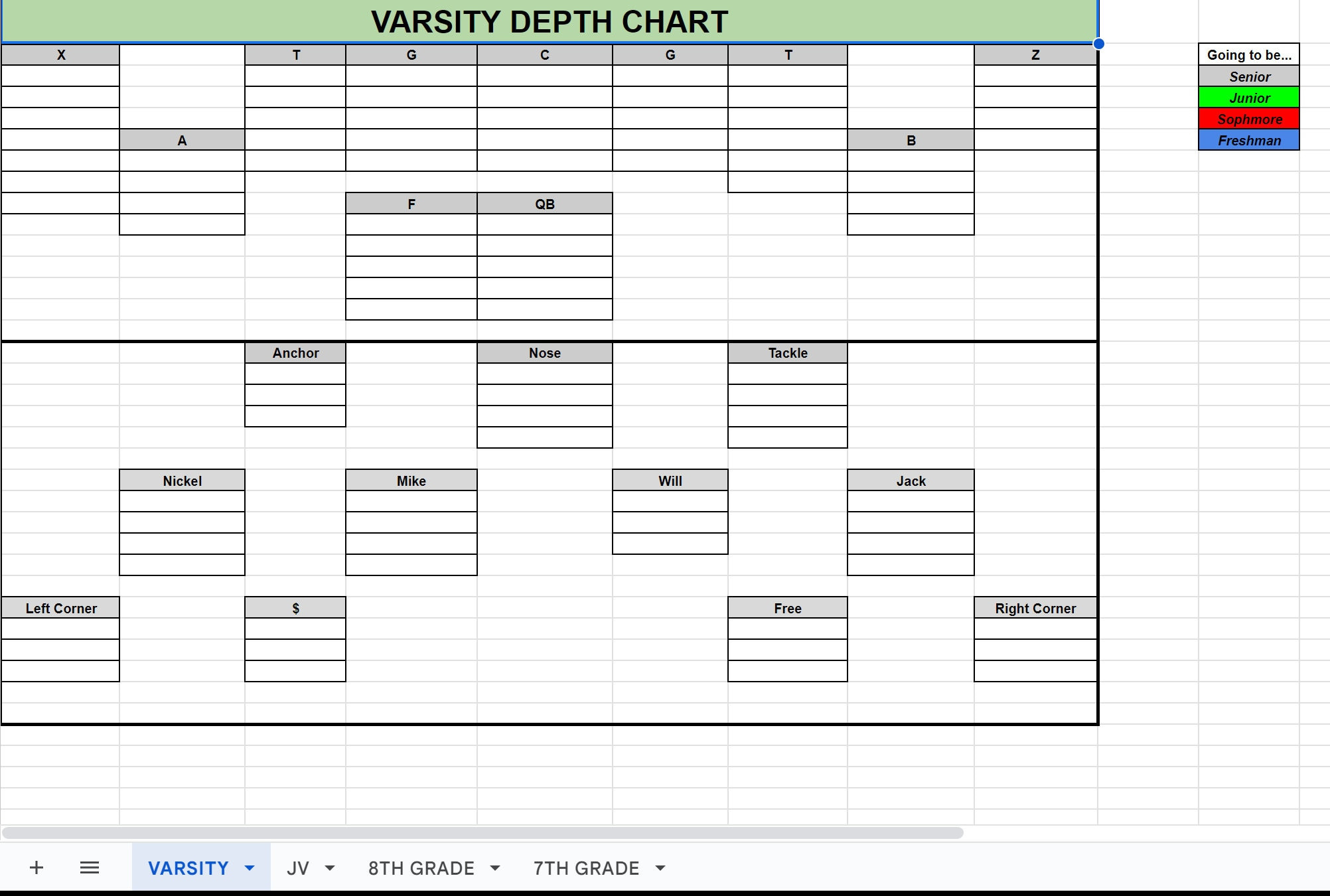 sample football depth chart template