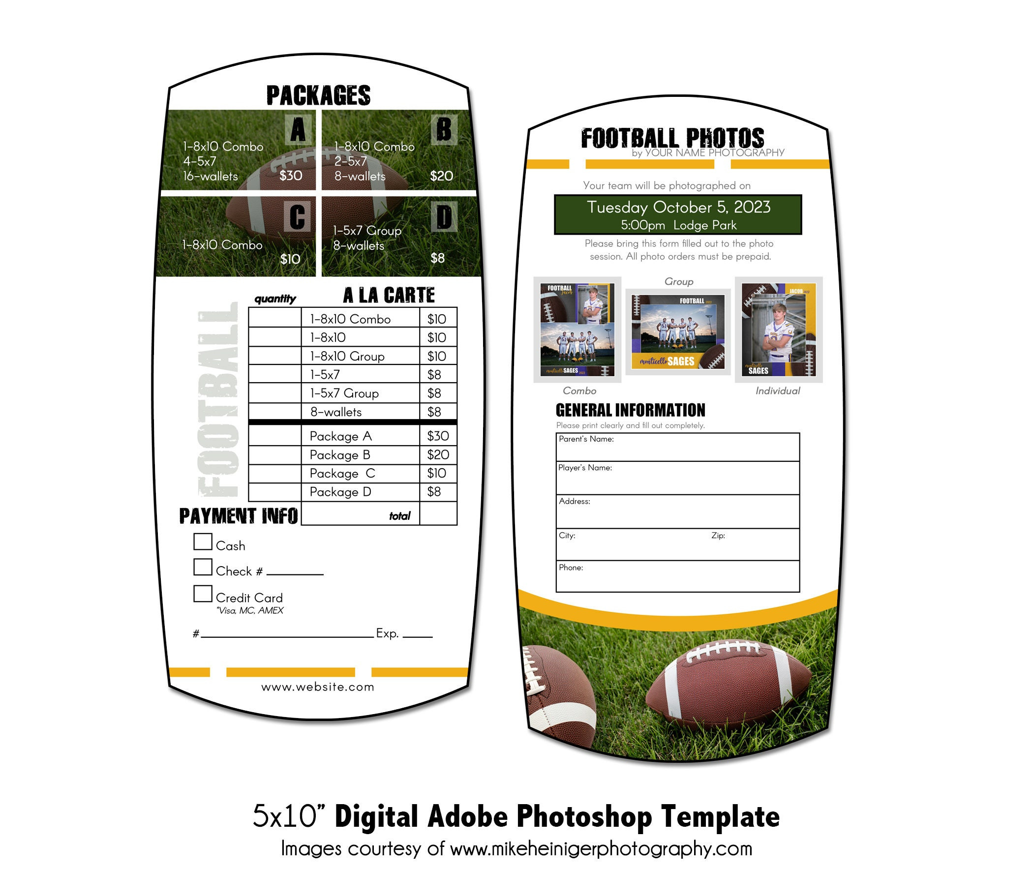 sample sports photography price list template