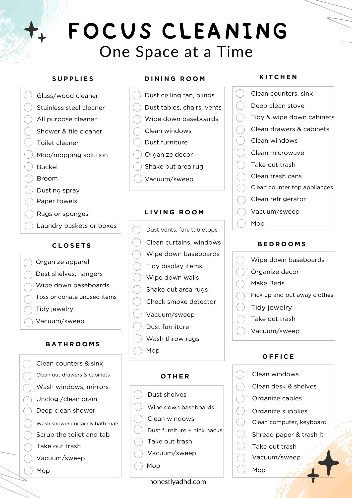 sample cleaning checklist template