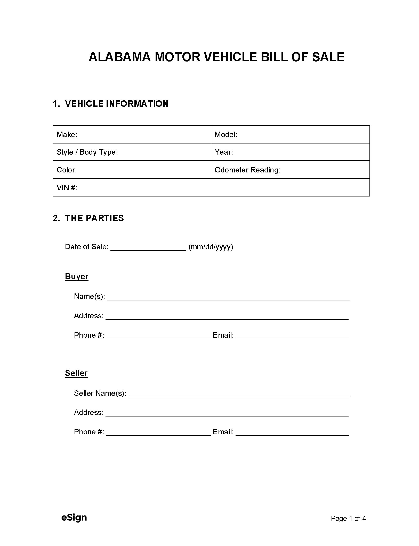 sample Livestock Bill of Sale Form