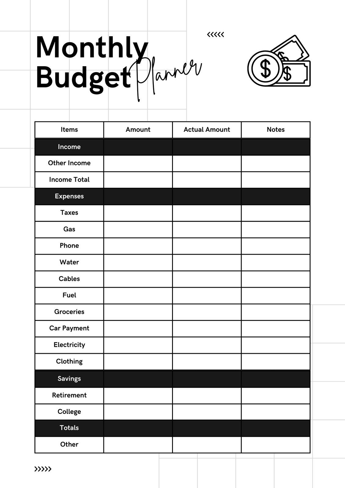 sample single person monthly budget template