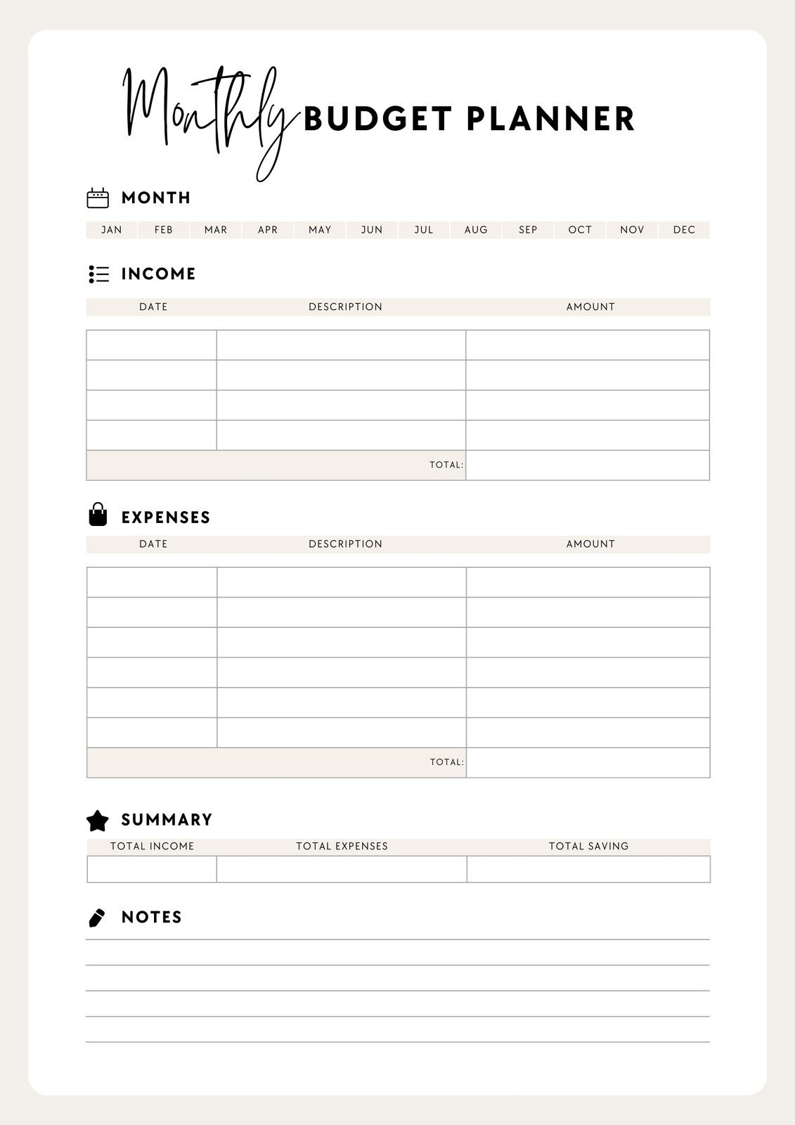 sample single person monthly budget template