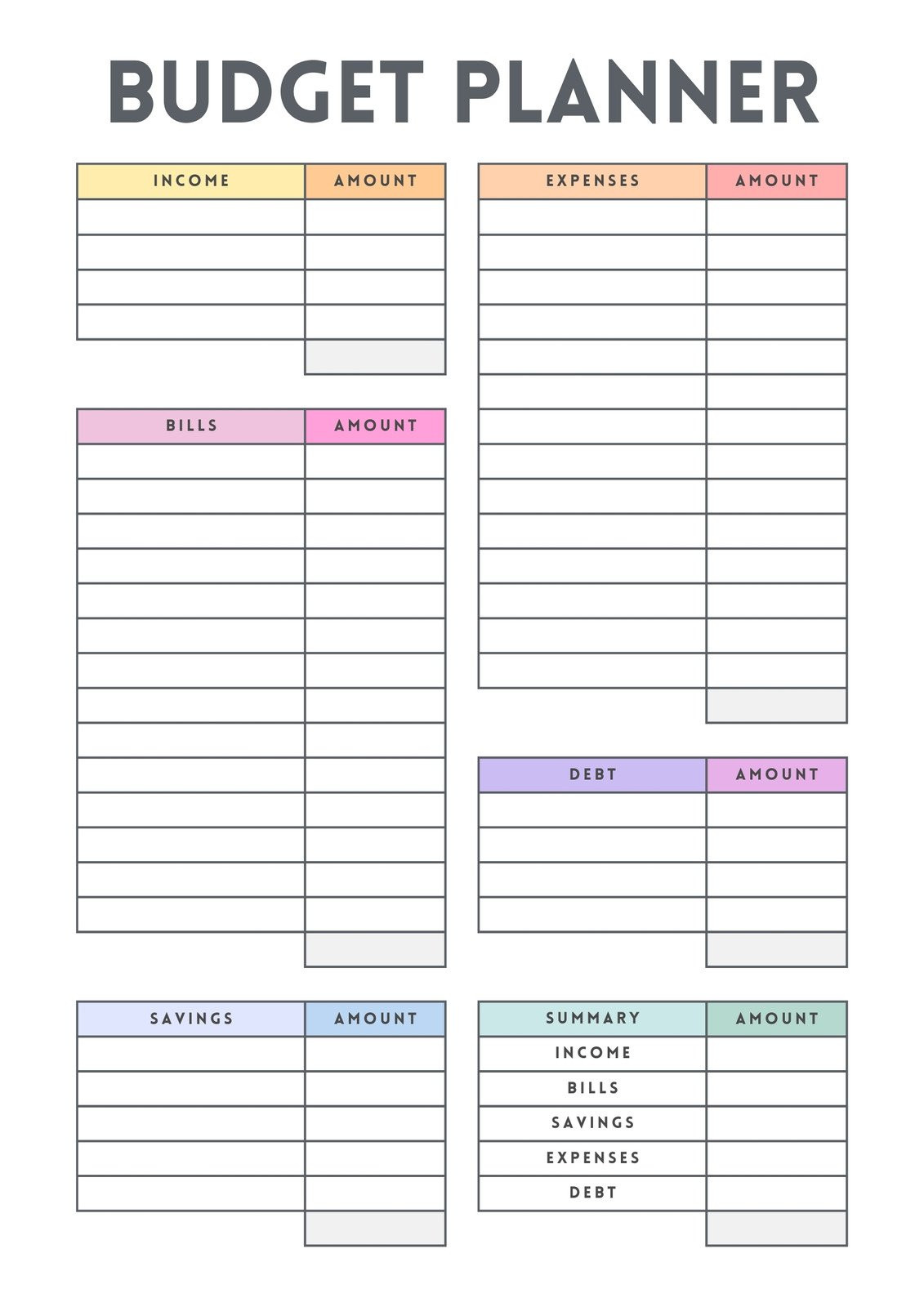 sample blank monthly budget template