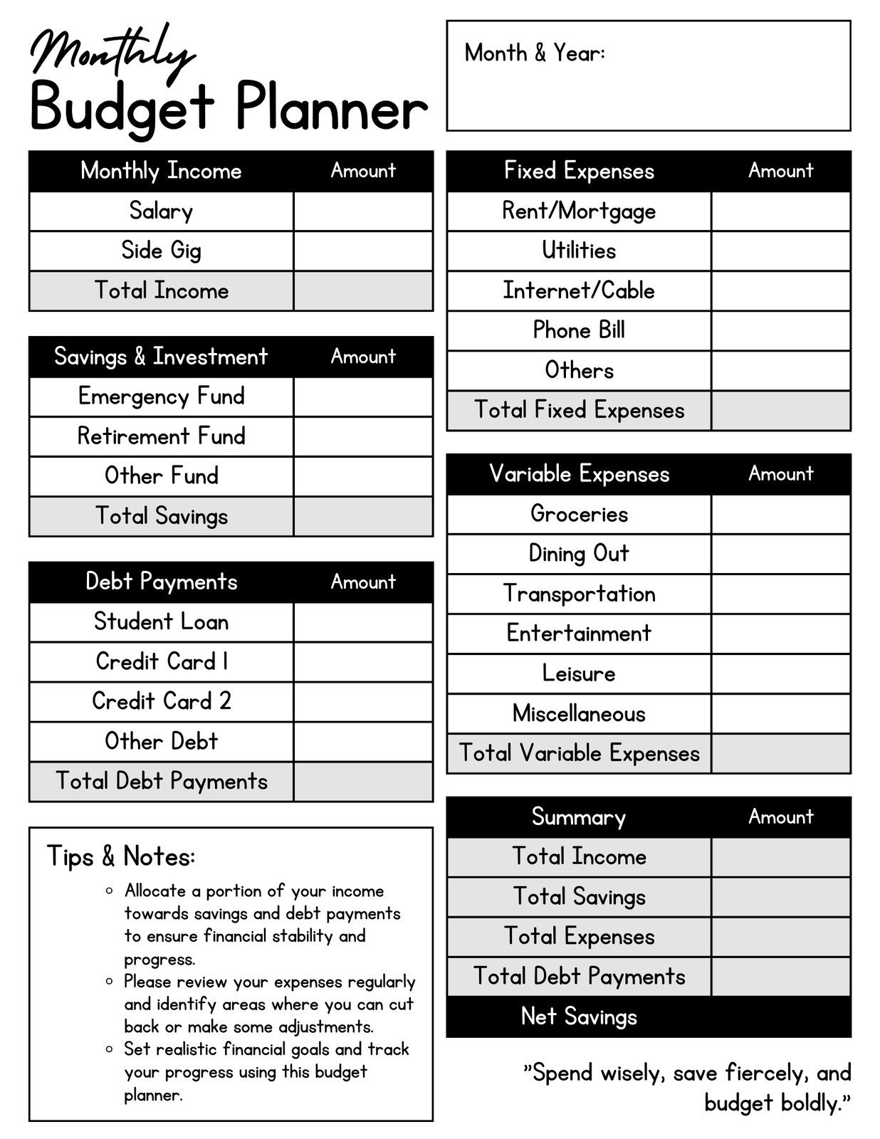 sample 2 person budget template