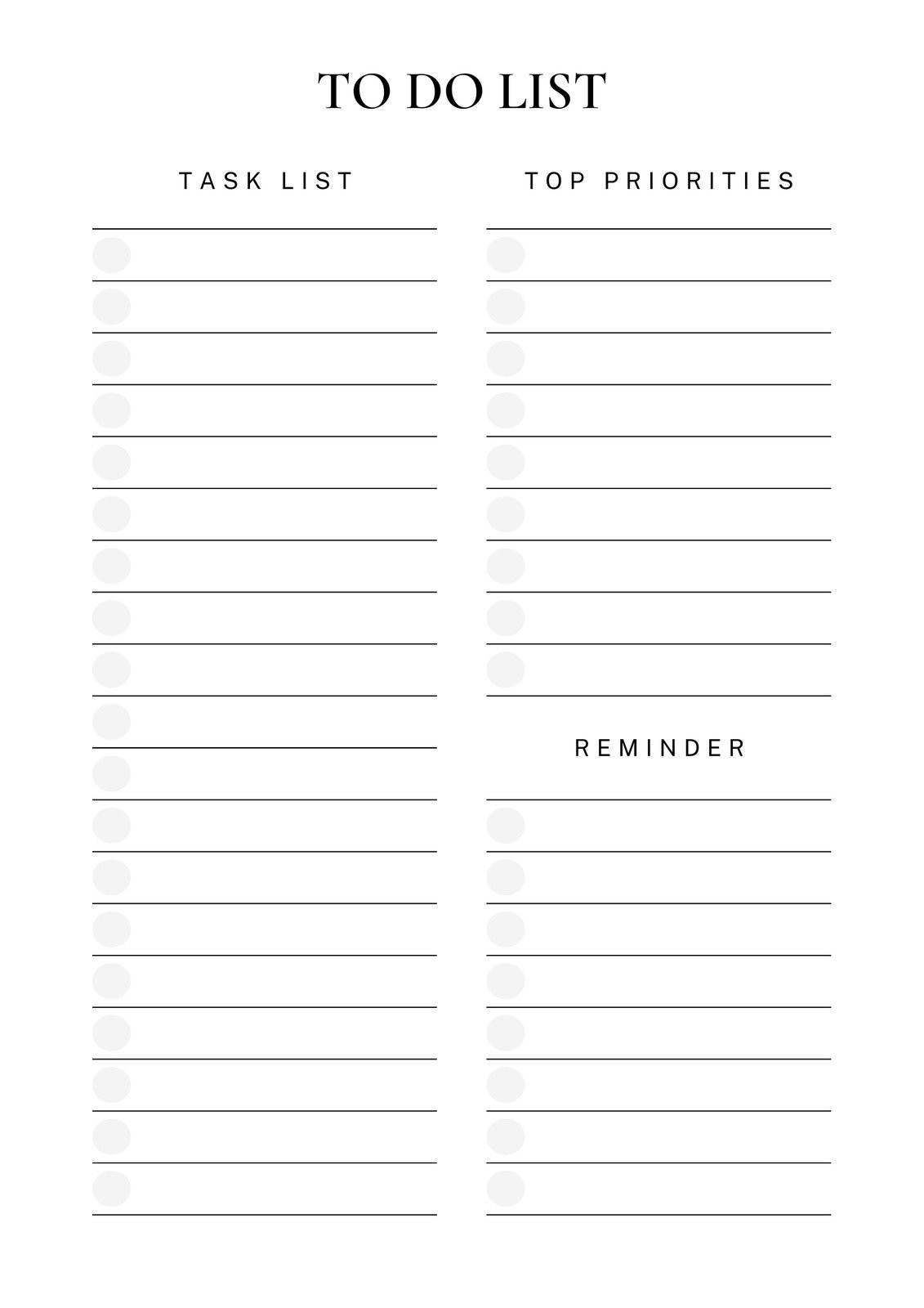 sample To Do Checklist Template