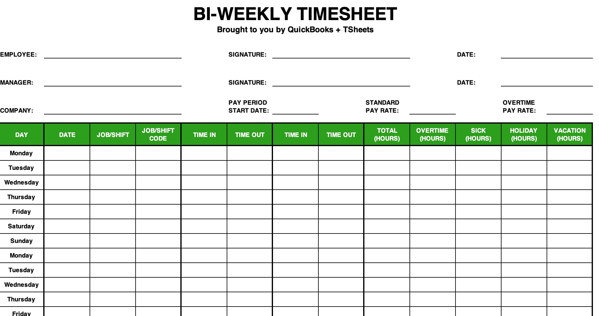 sample employment timesheet template