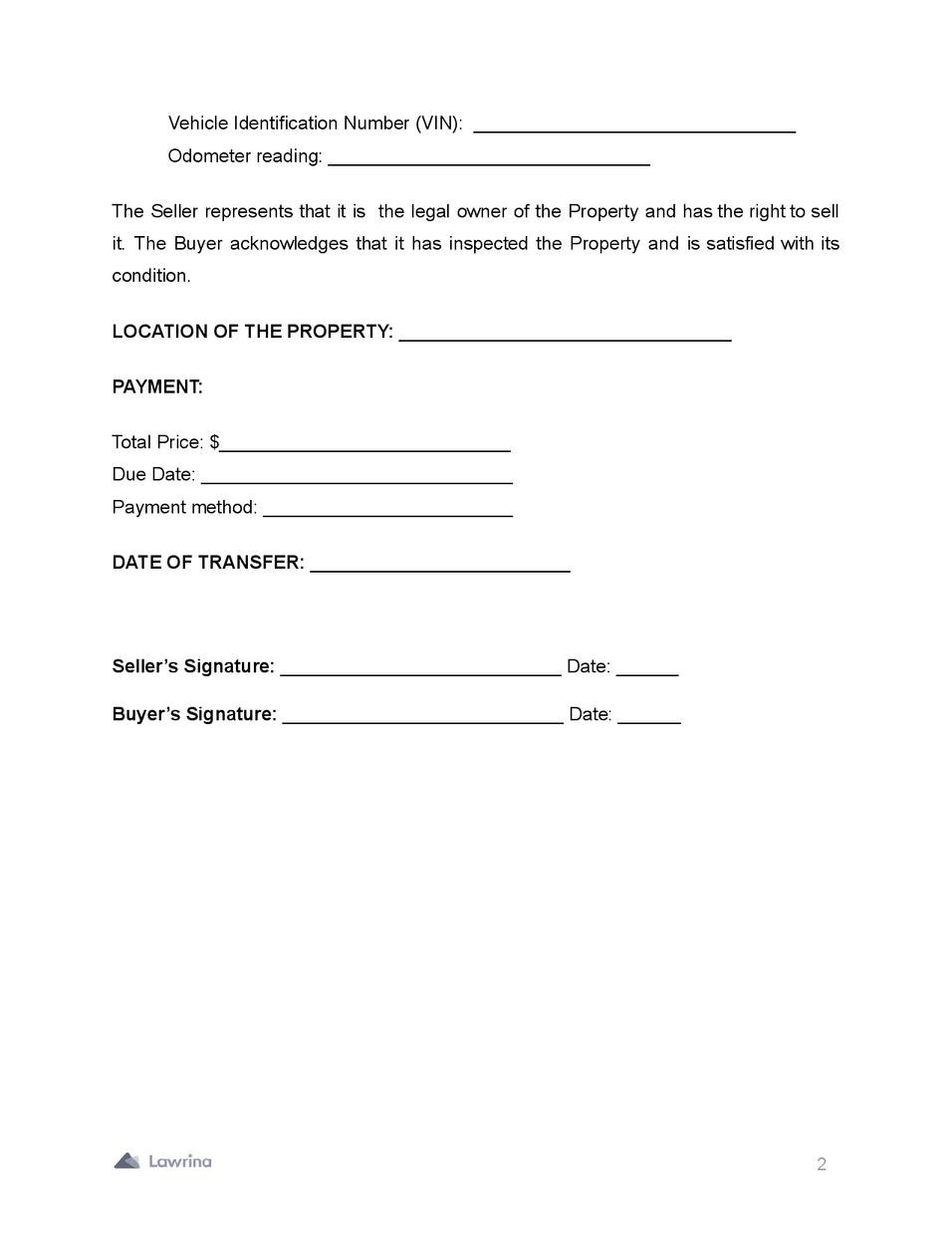 sample Moped/Scooter Bill of Sale Form