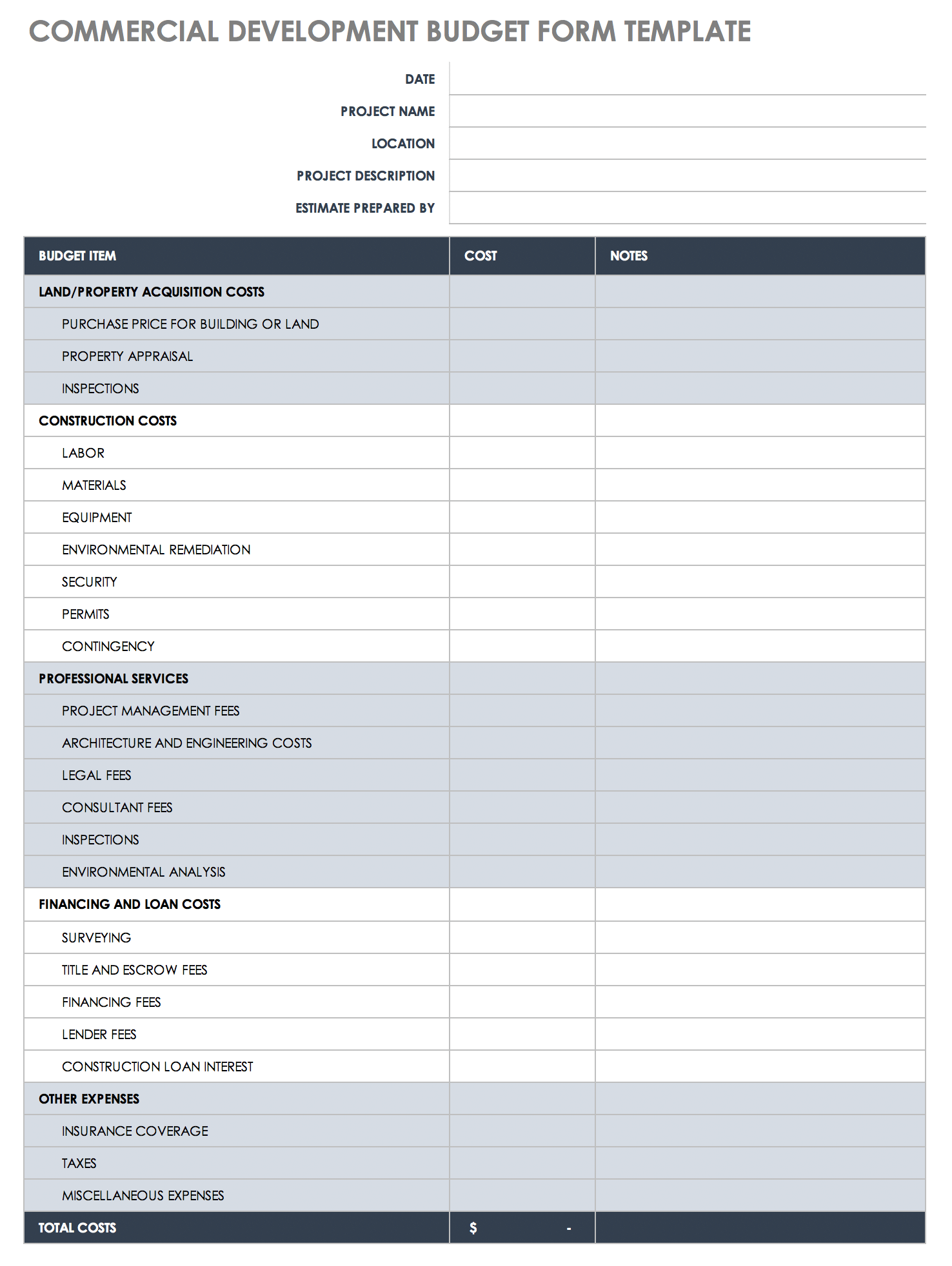 sample building budget template