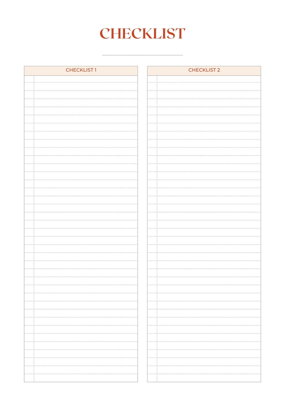 sample blank checklist template