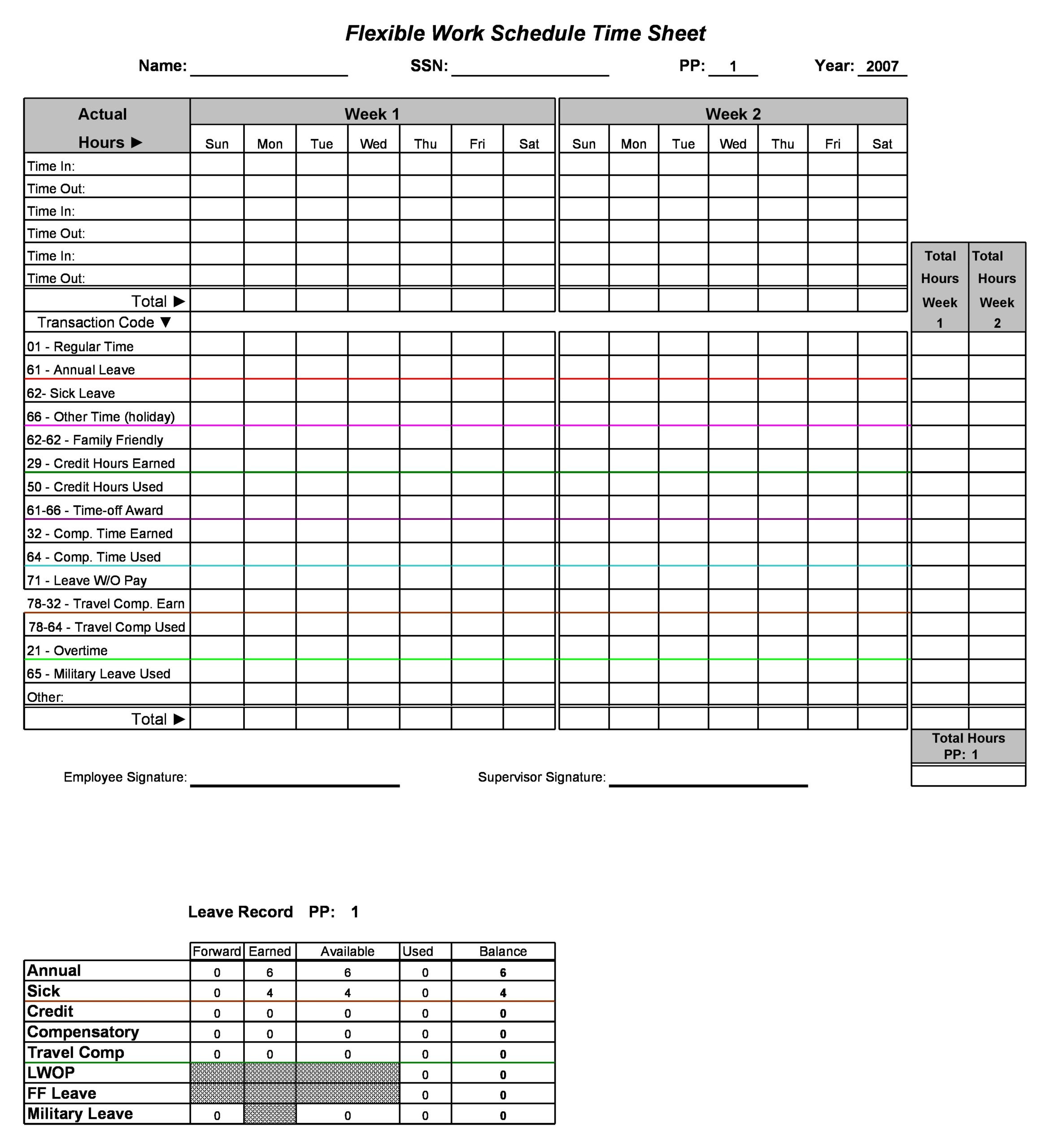 sample employee schedule with total hours template