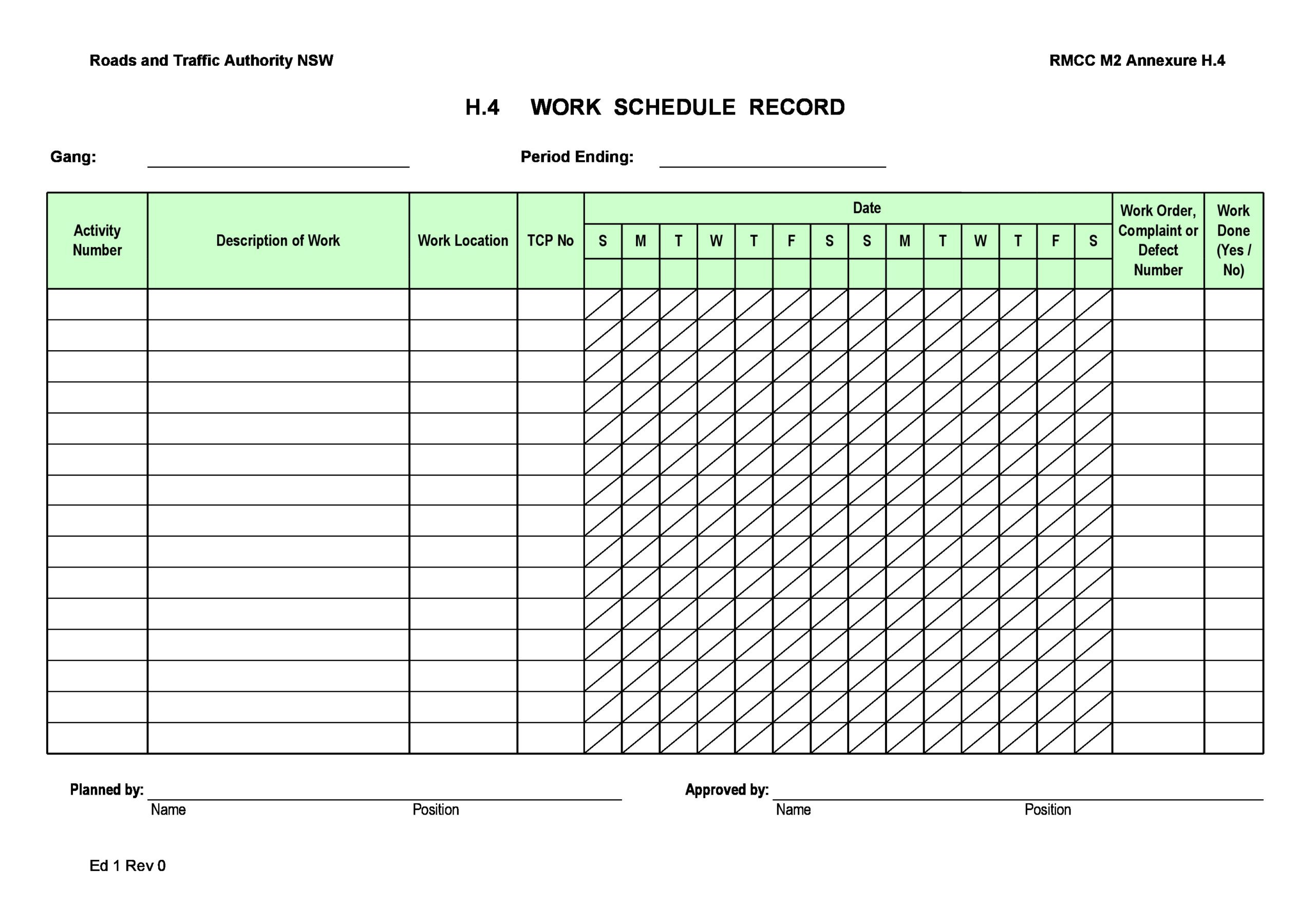 sample employee schedule with total hours template