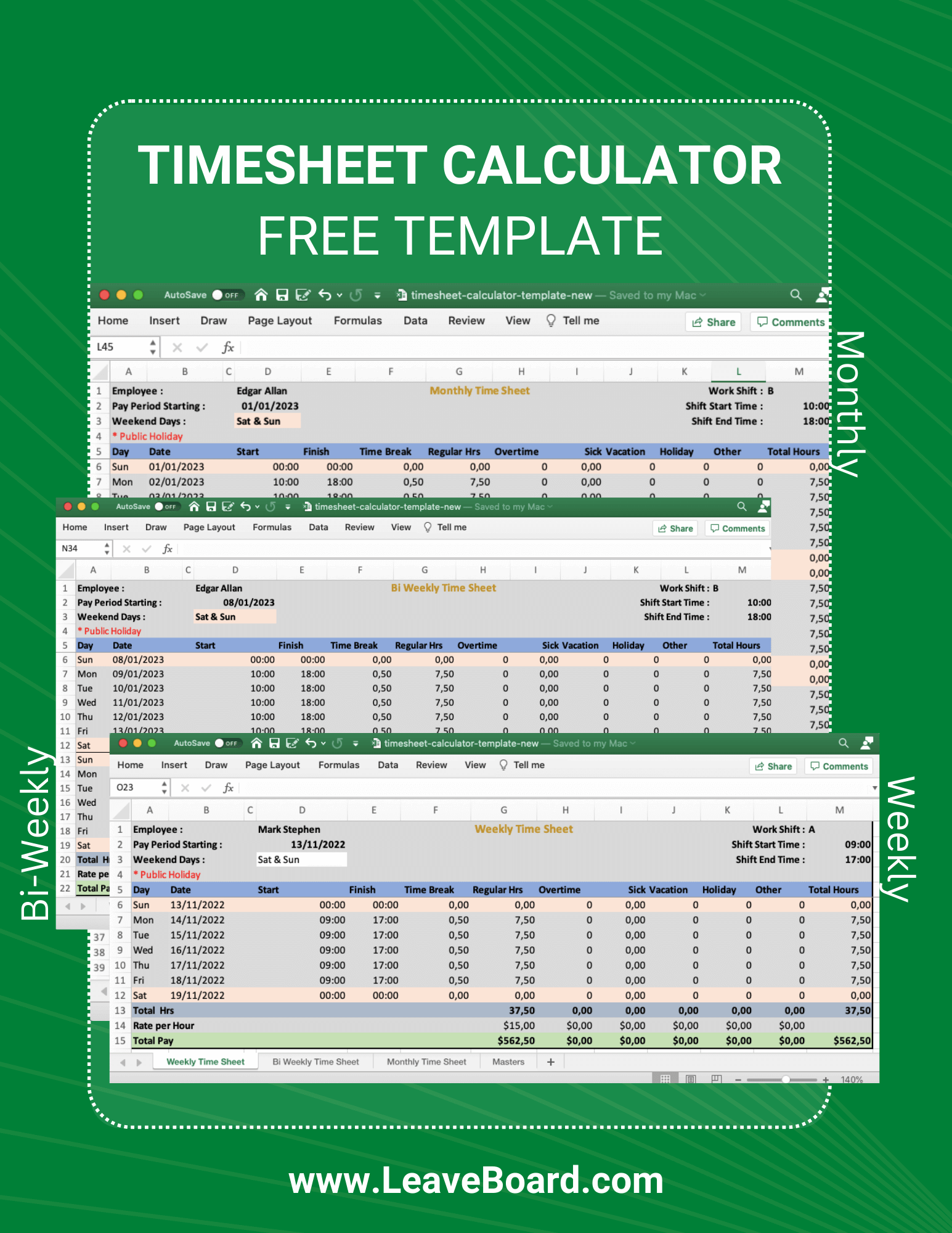 sample yearly timesheet template