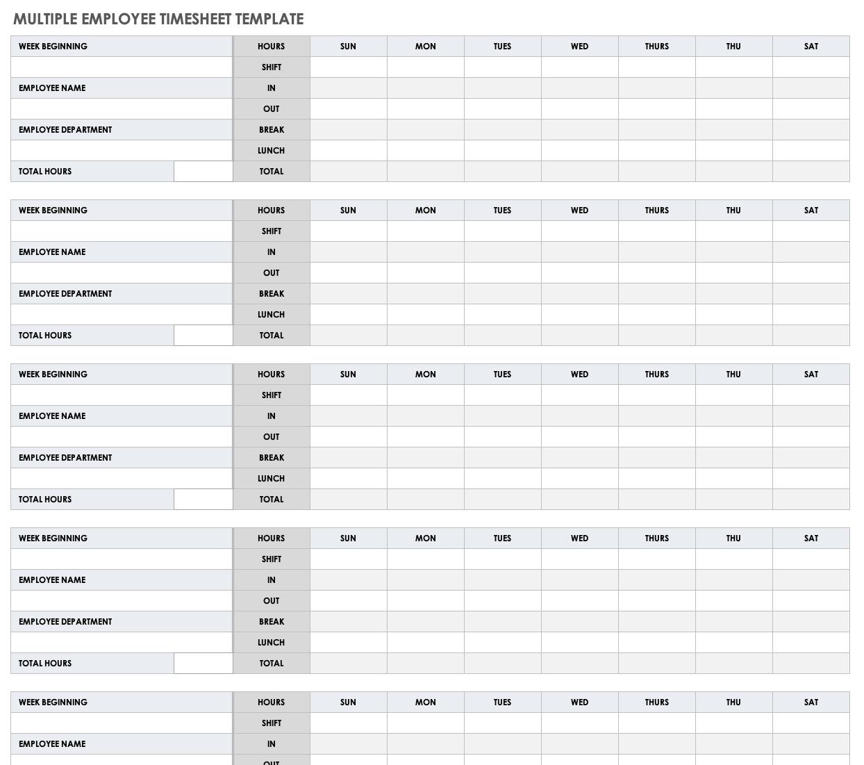 sample multi employee timesheet template