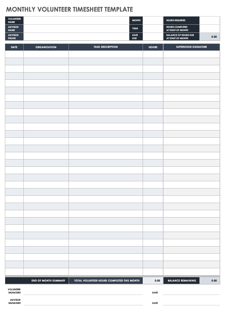 sample standard timesheet template