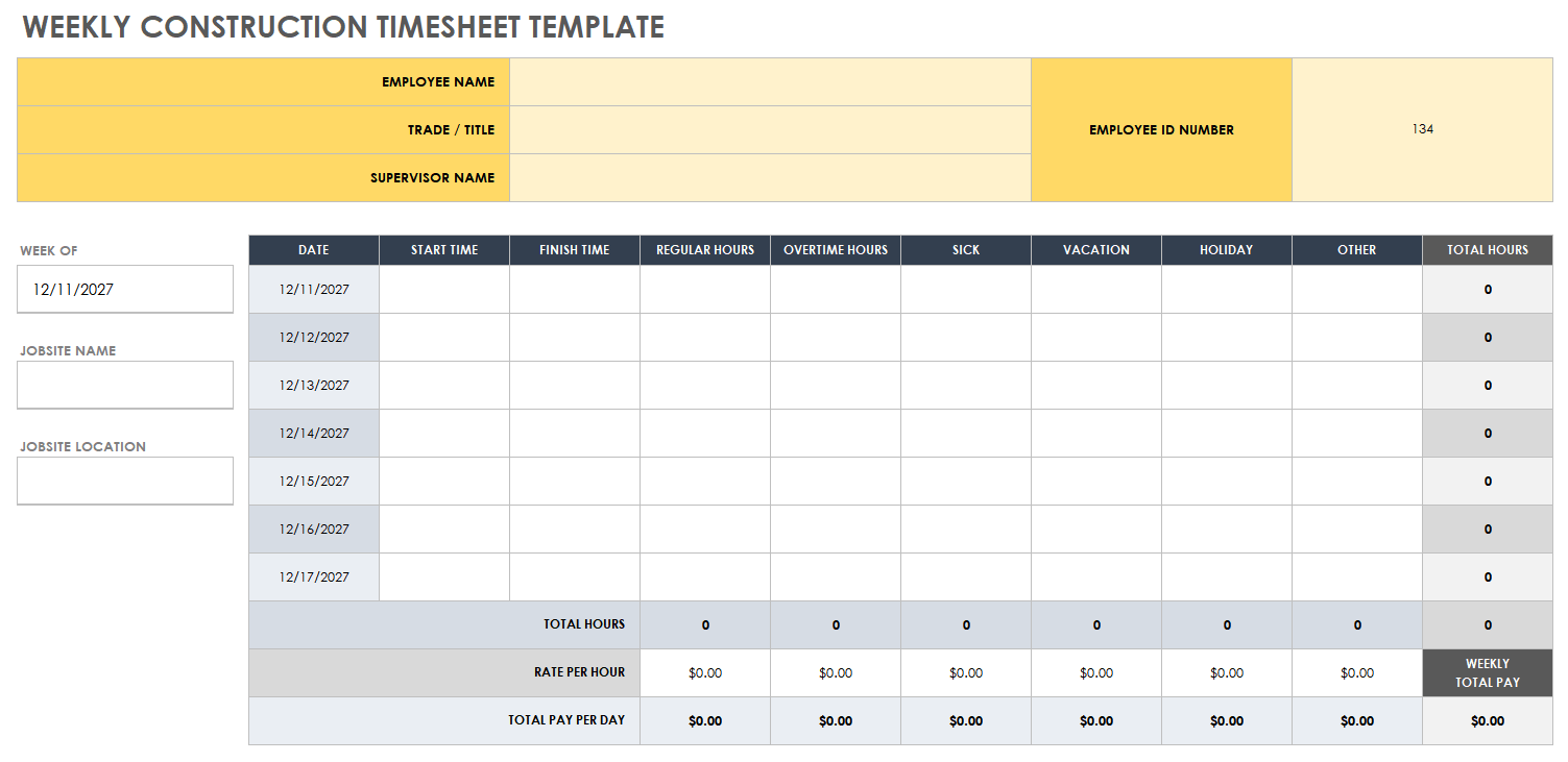 sample spreadsheet timesheet template