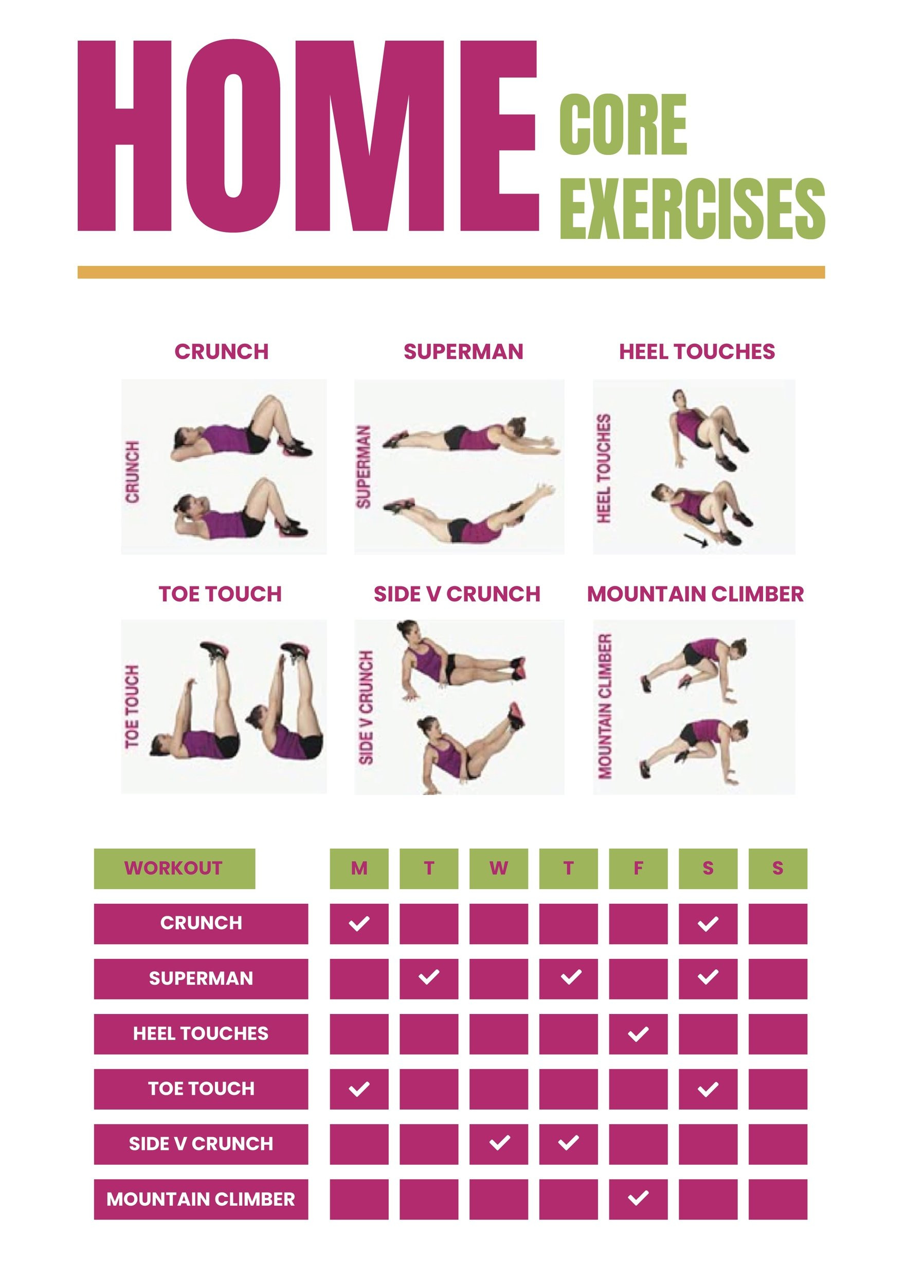 sample exercise chart template