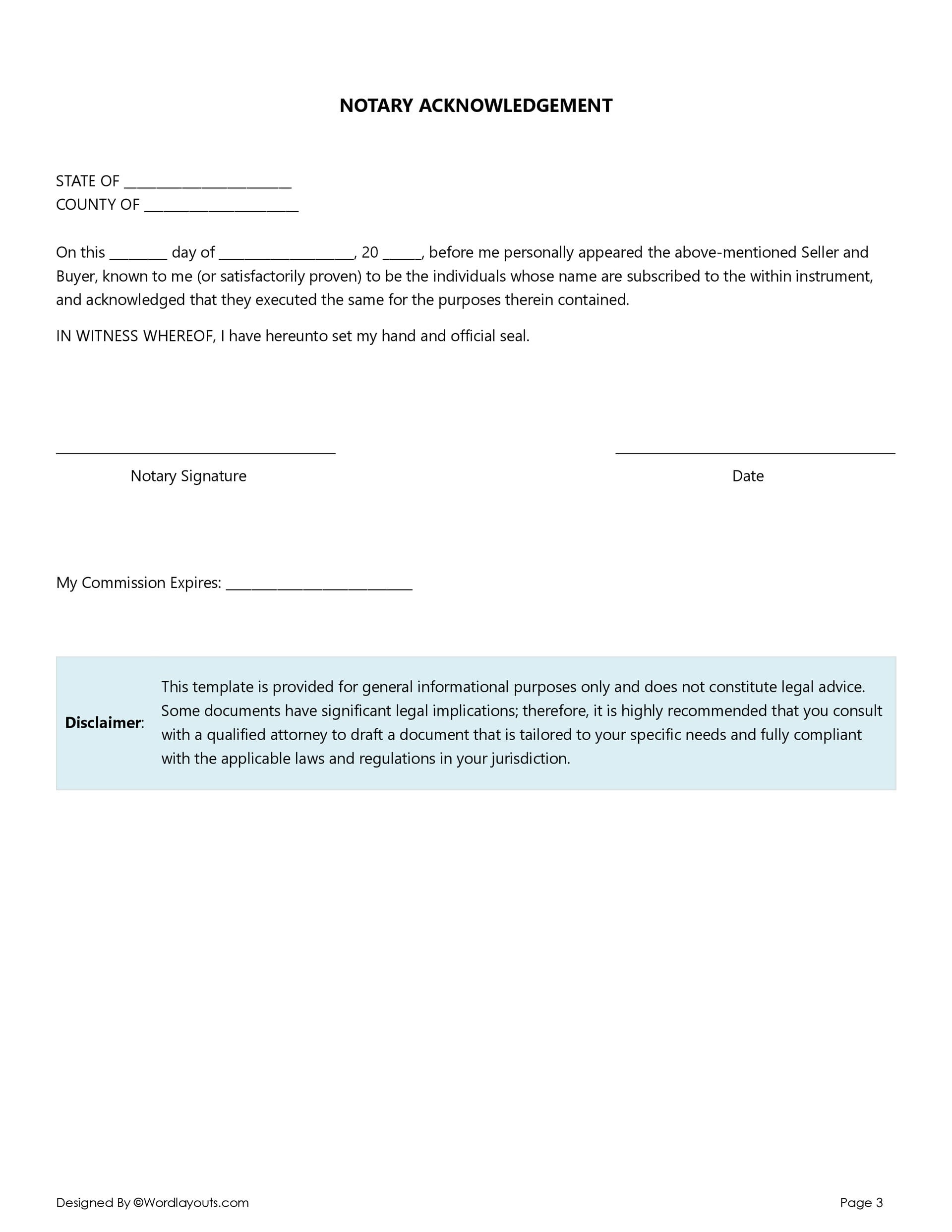 sample Furniture Bill of Sale Form