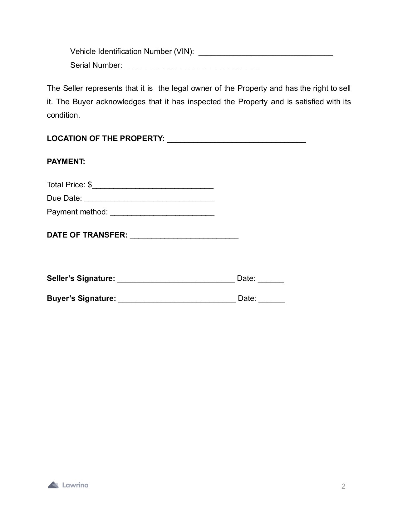 sample Golf Cart Bill of Sale Form