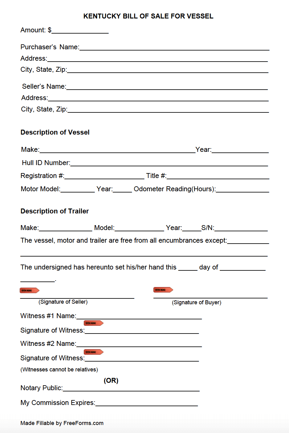 sample Boat Bill of Sale Form