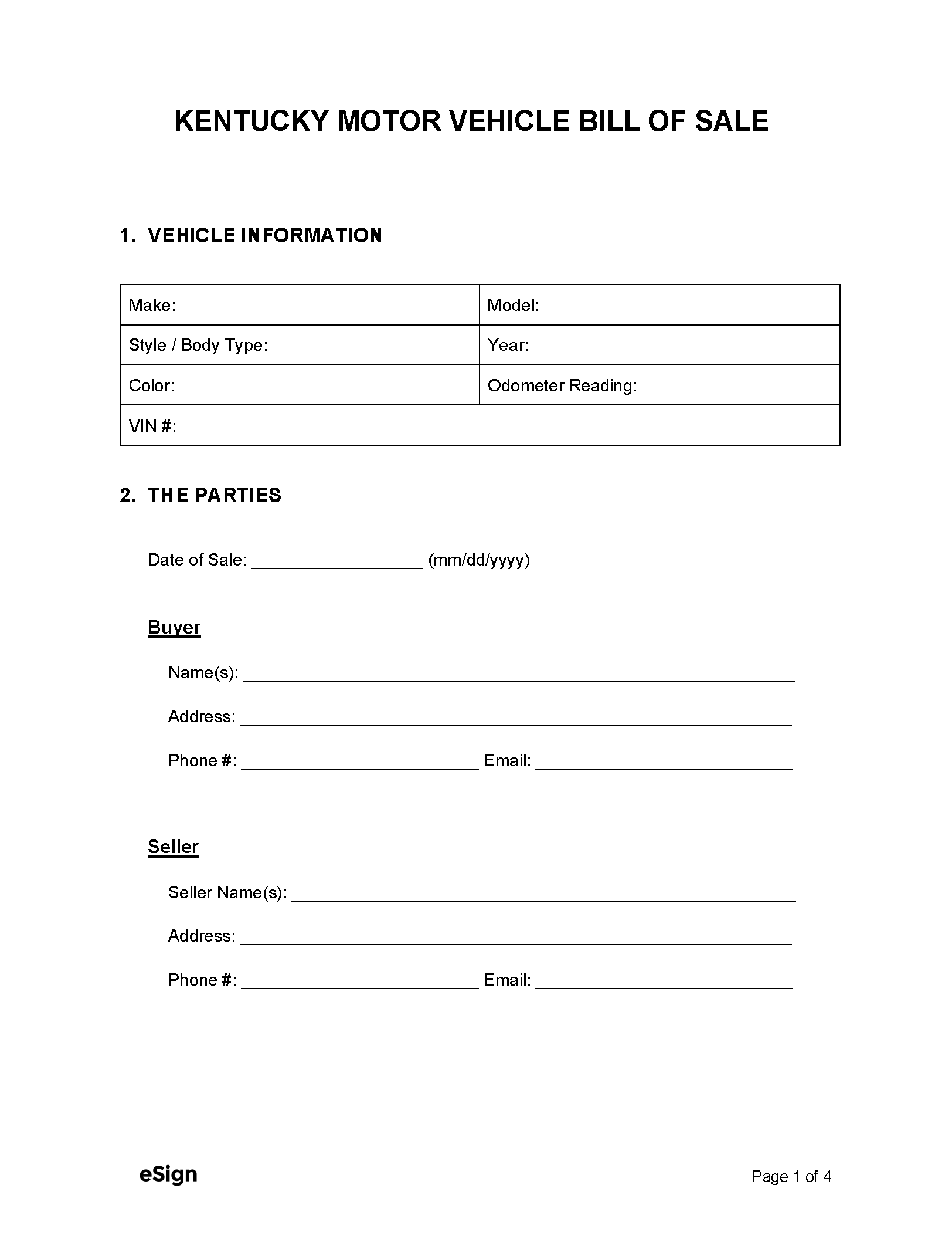 sample Notarized Bill of Sale Form