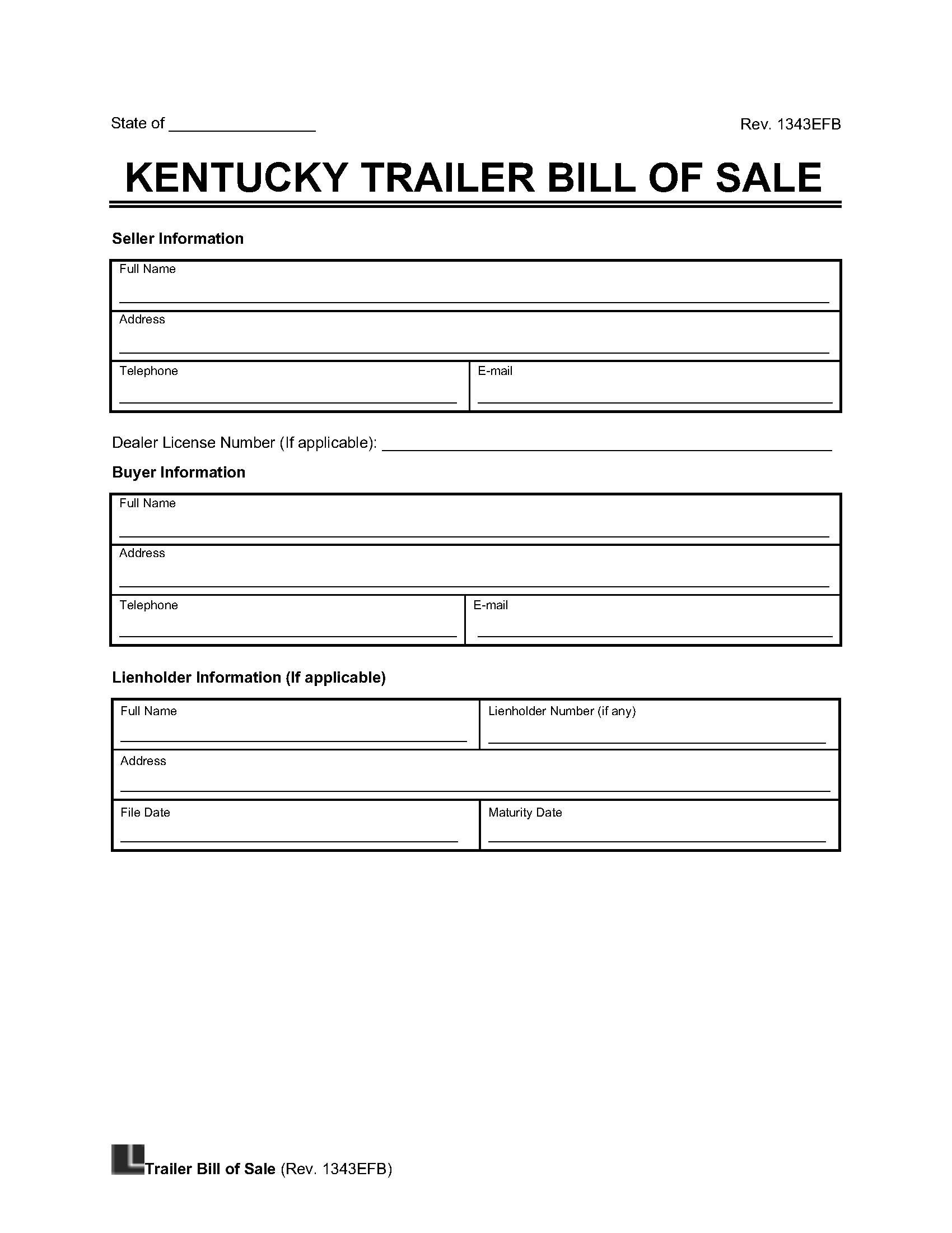 sample Bill of Sale Template For A Trailer