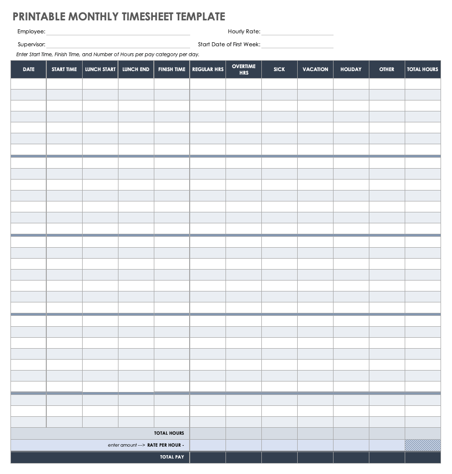 sample working timesheet template