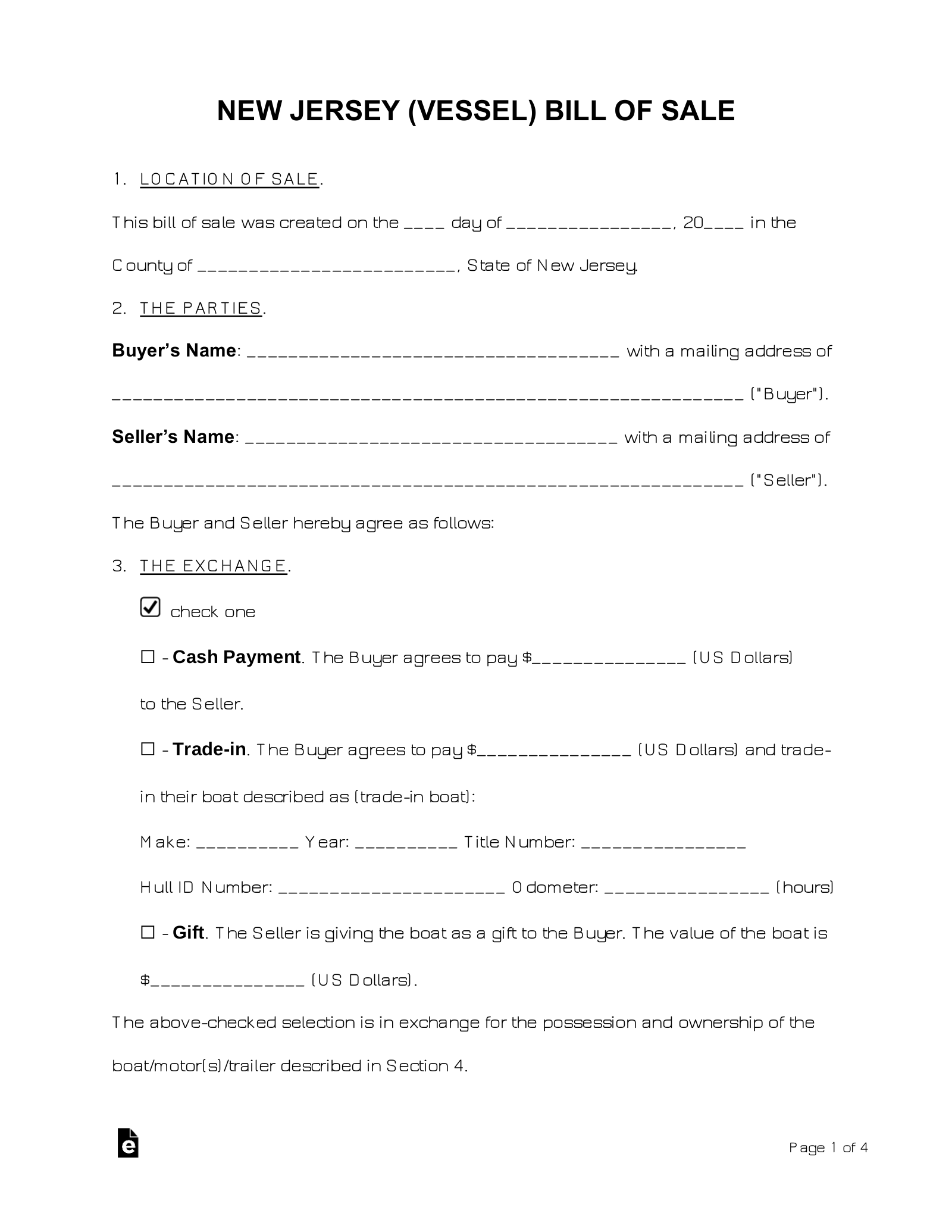 sample Jet Ski Bill of Sale Form