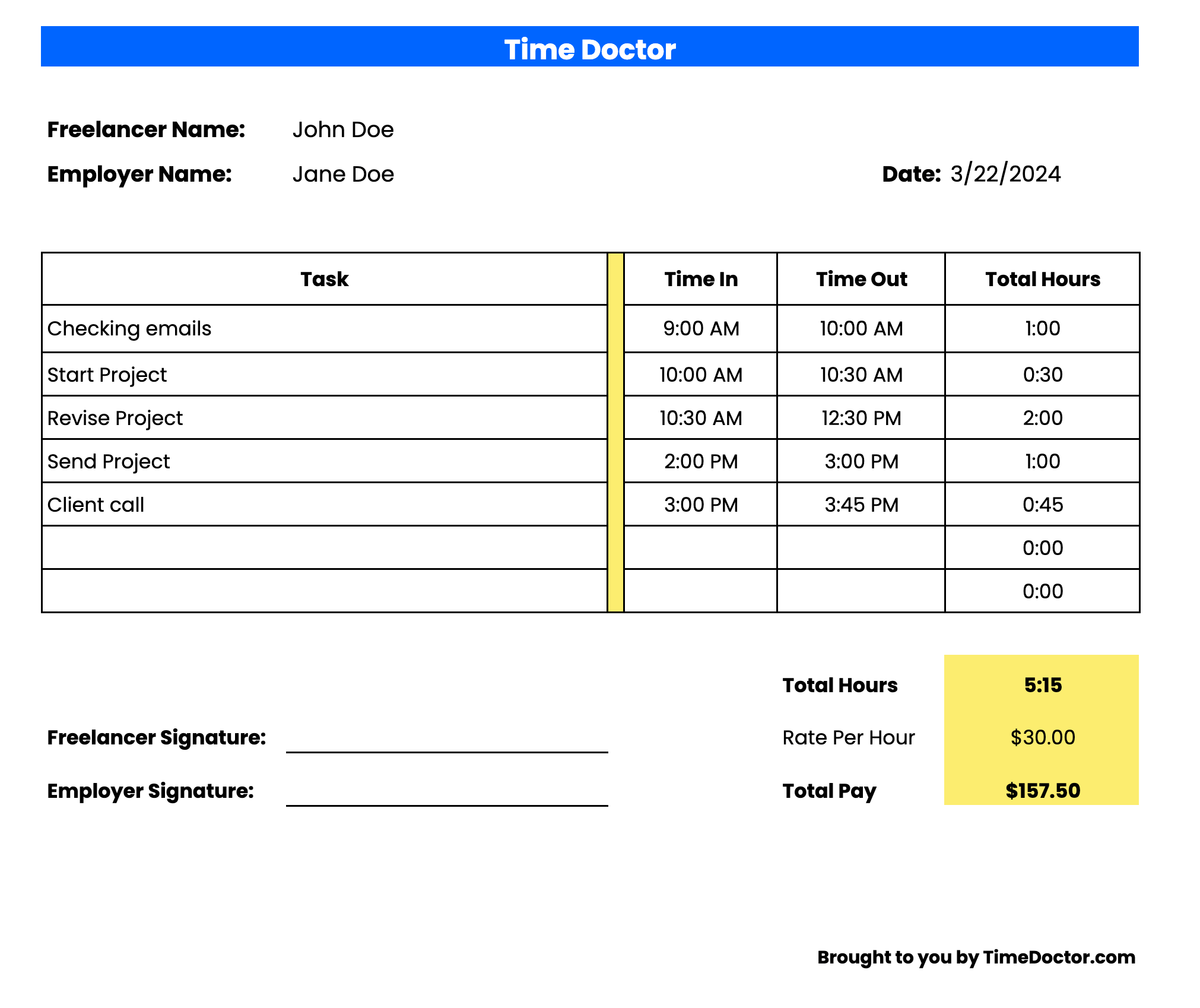 sample payroll timesheet template