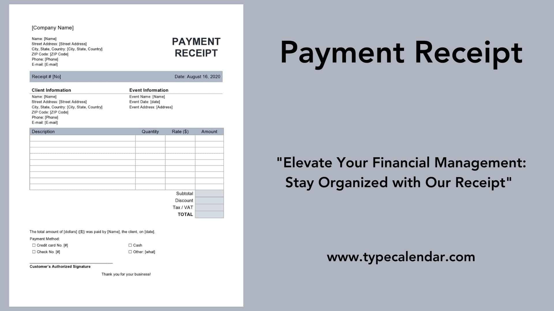 sample money receipt template