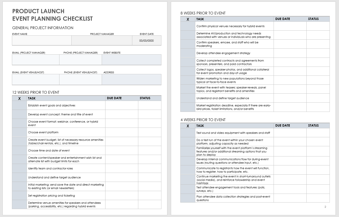 sample product launch checklist template