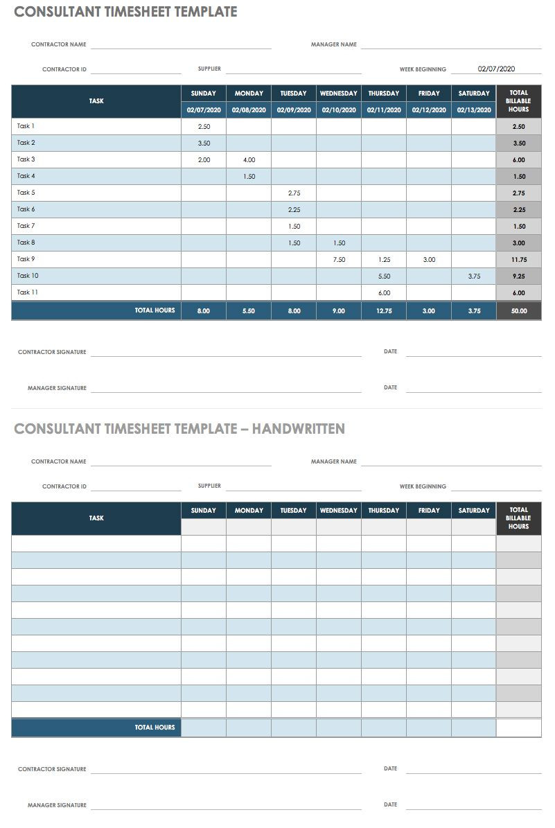 sample professional consultant timesheet template