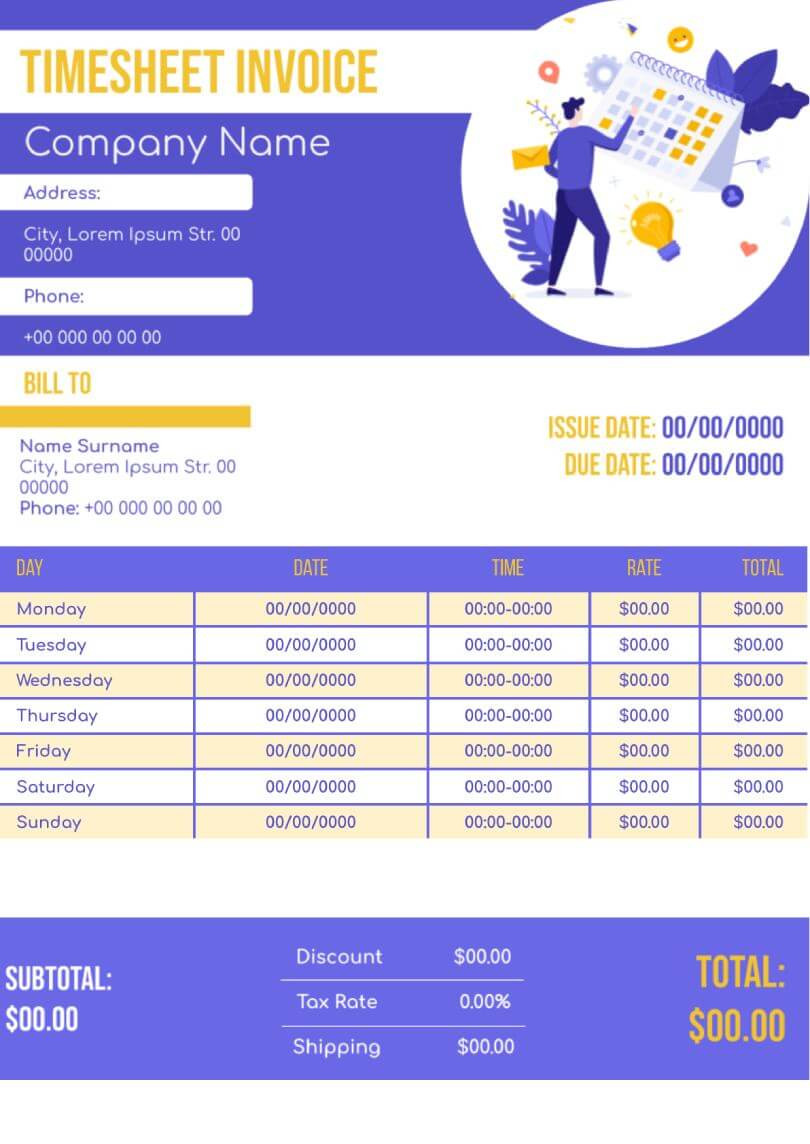 sample invoice timesheet template