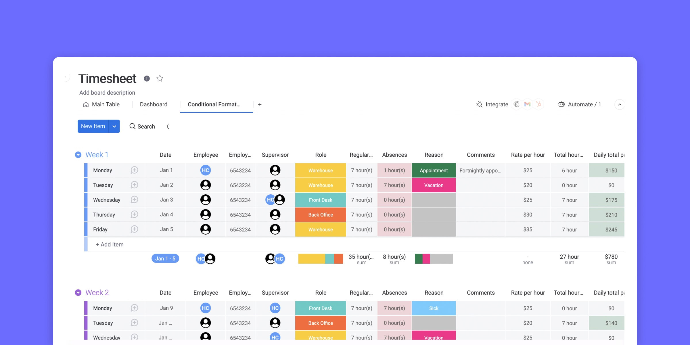 sample hr timesheet template