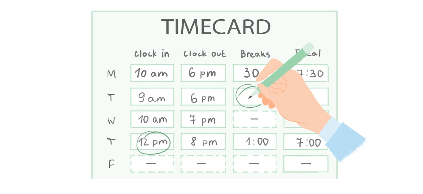 sample timesheet with lunch break template