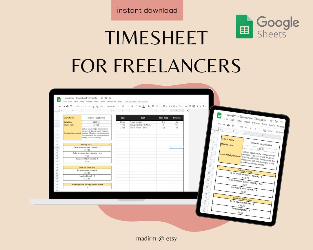 sample freelance timesheet template