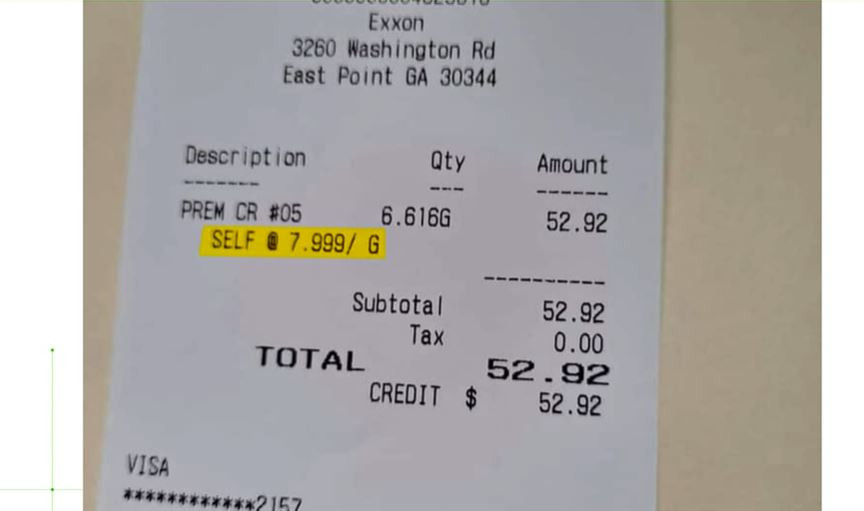 sample gas receipt template