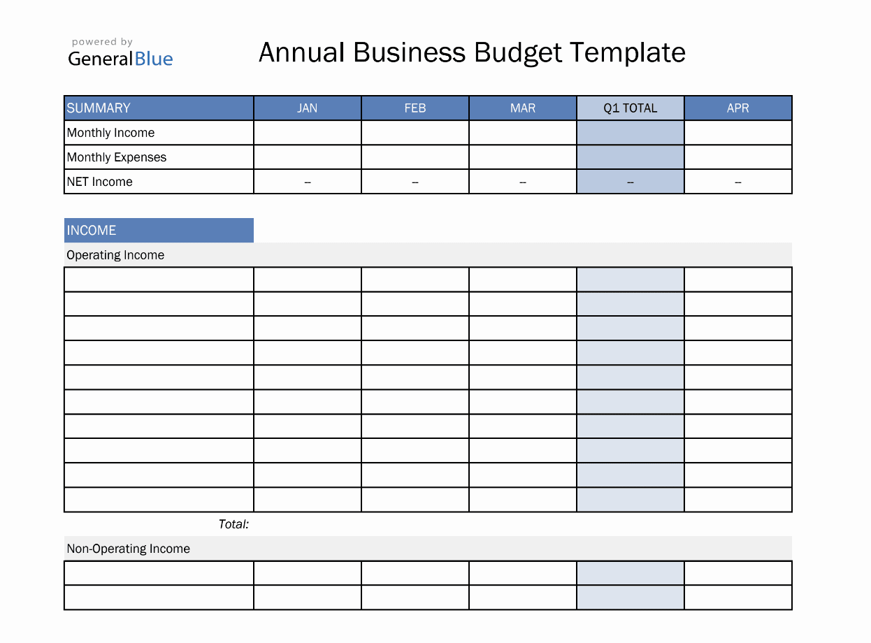 sample household yearly budget template