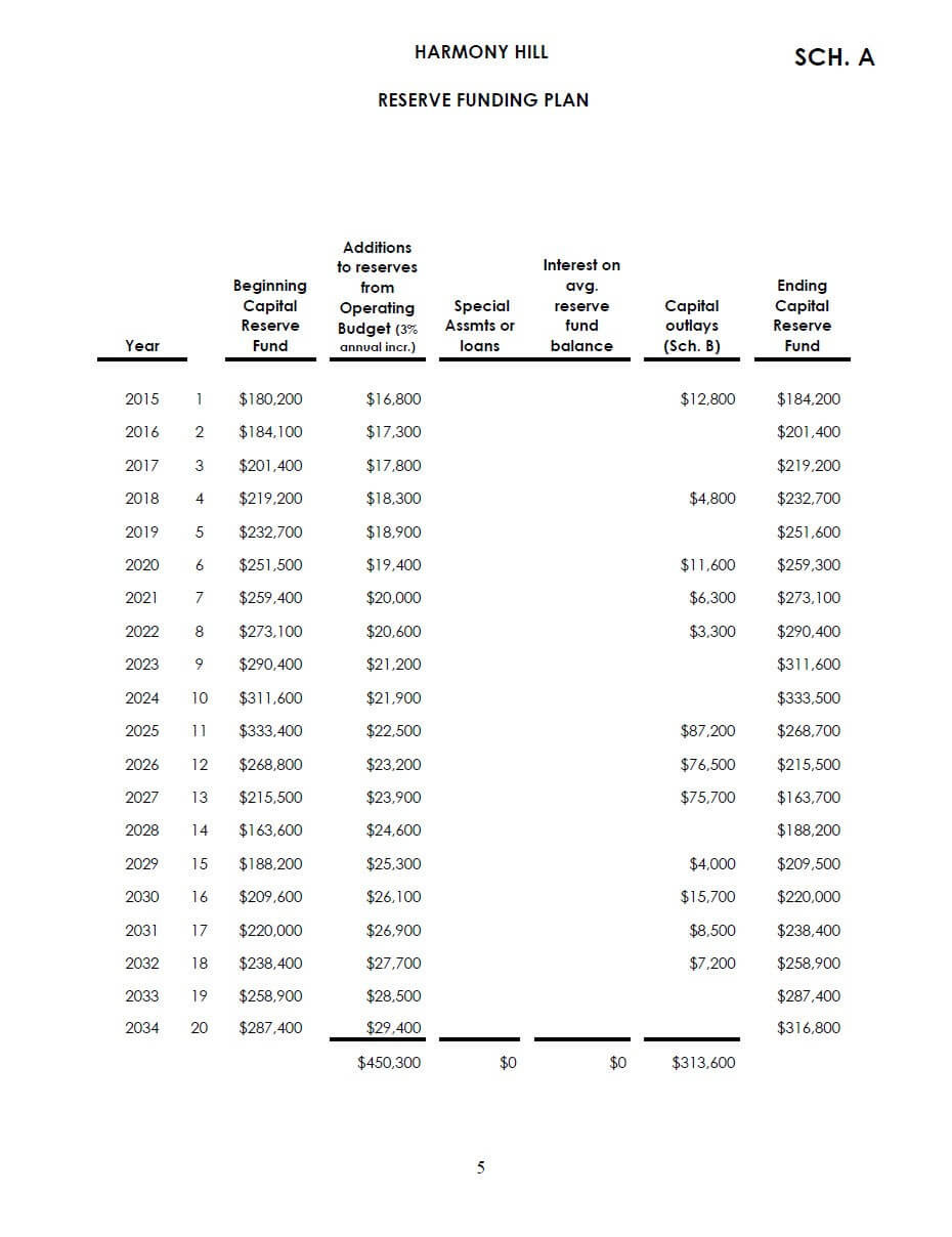 sample homeowners association budget template