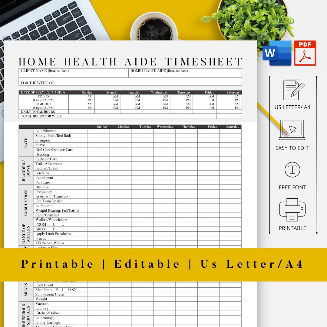 sample home health care timesheet template