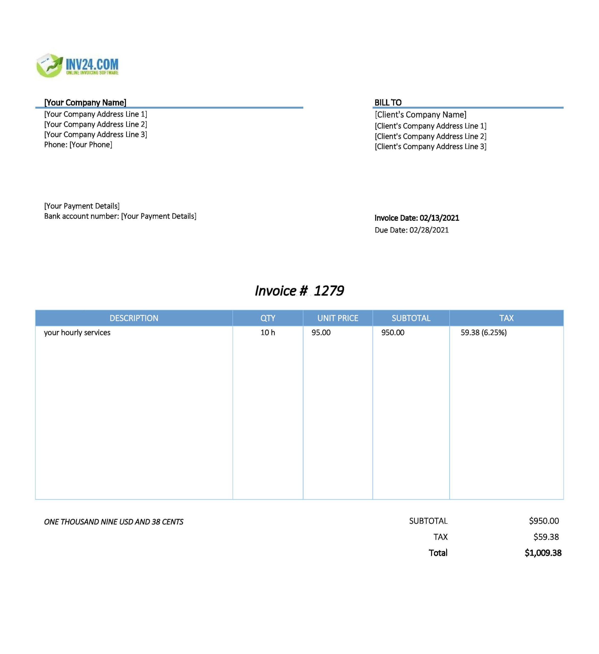 sample invoice timesheet template