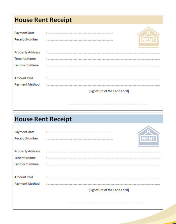 sample of printable house rent receipt template