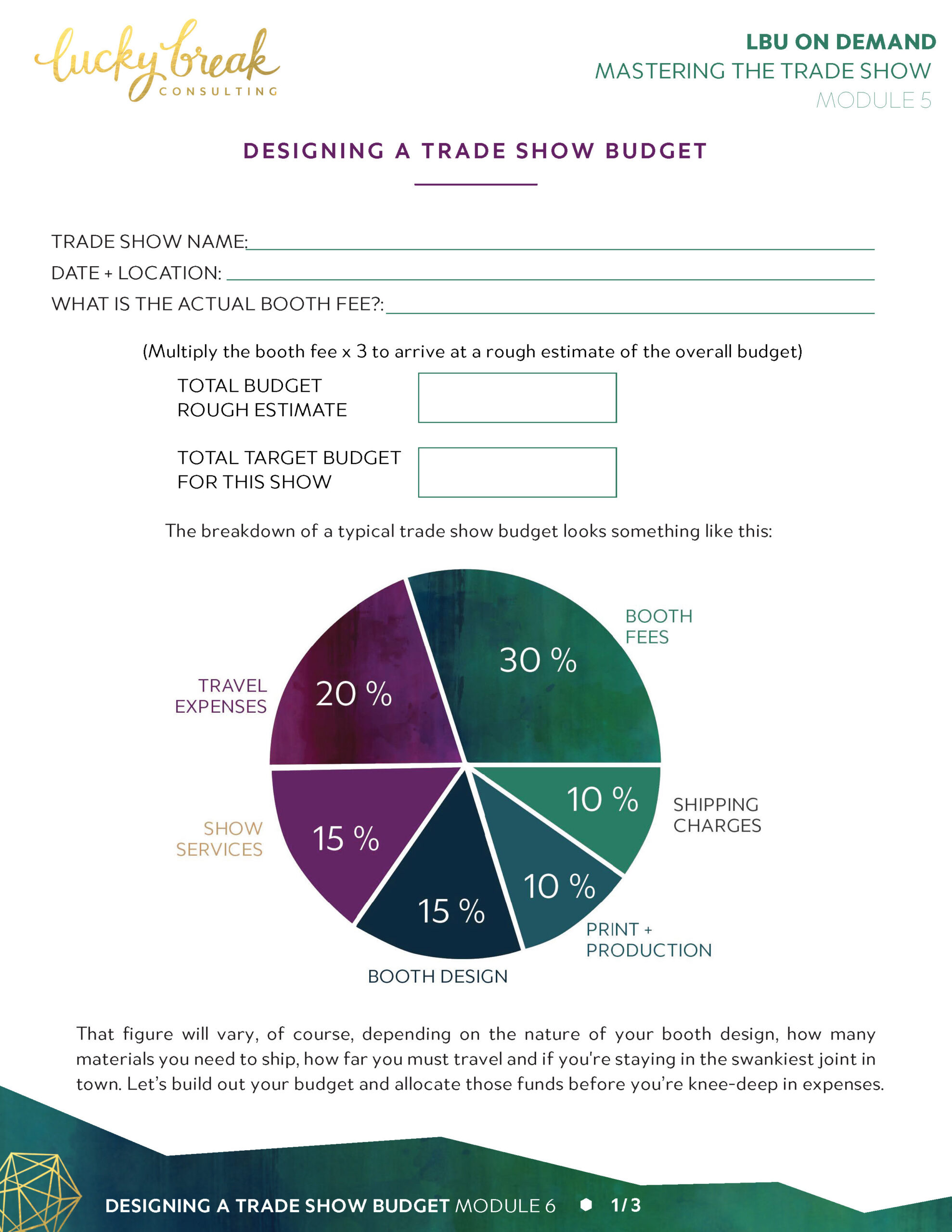 sample trade show budget template