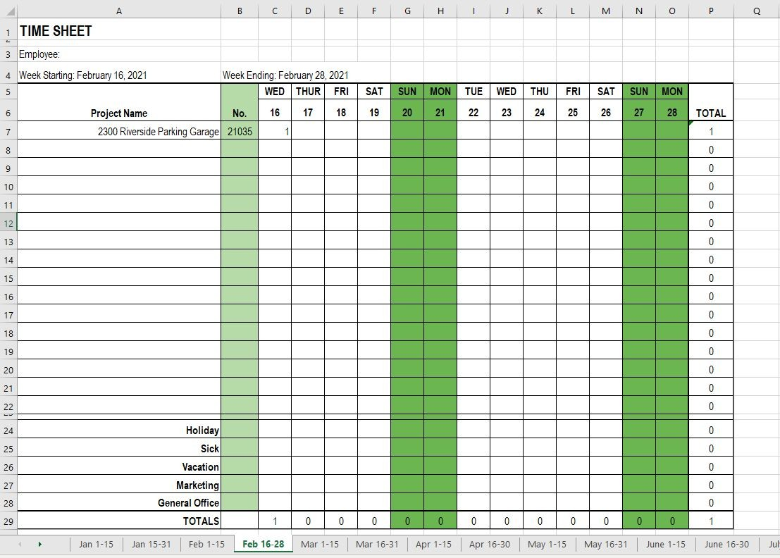 sample multi employee timesheet template