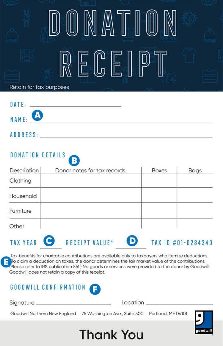 sample charitable donations receipt template